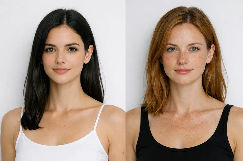 Model Polaroids. Zwei Frauen Halbkörper